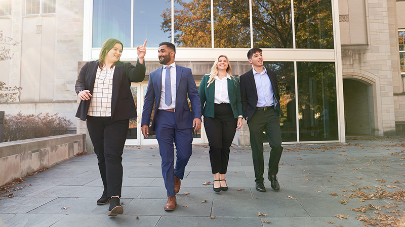 Business students leaving SOBA