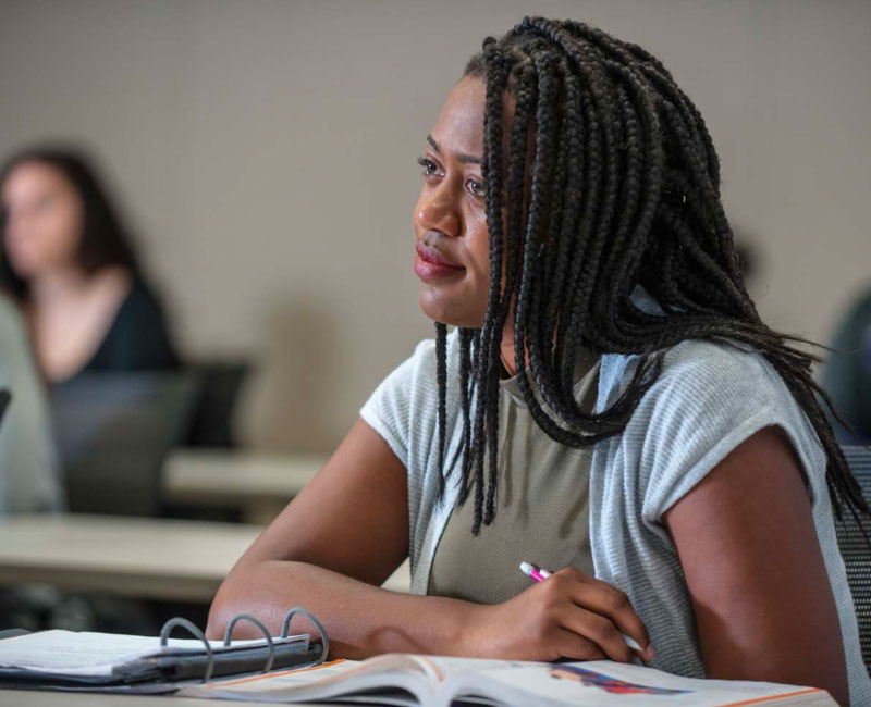 Sociology student in class