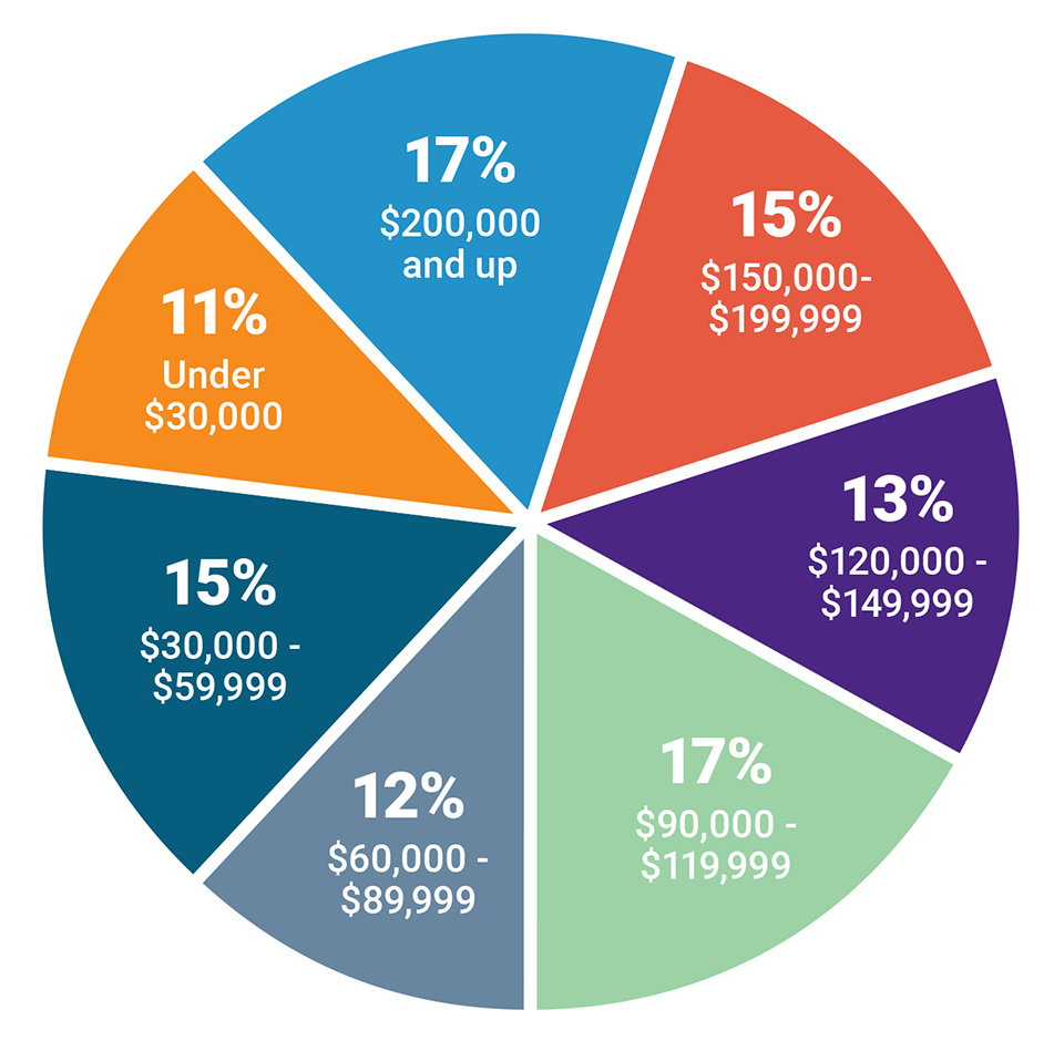  Breakdown of students by income pie chart for 2024