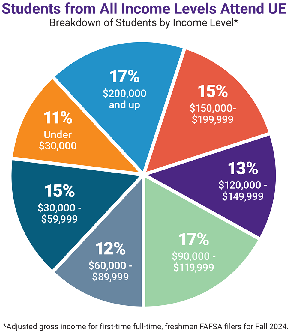  Breakdown of students by income pie chart for 2024